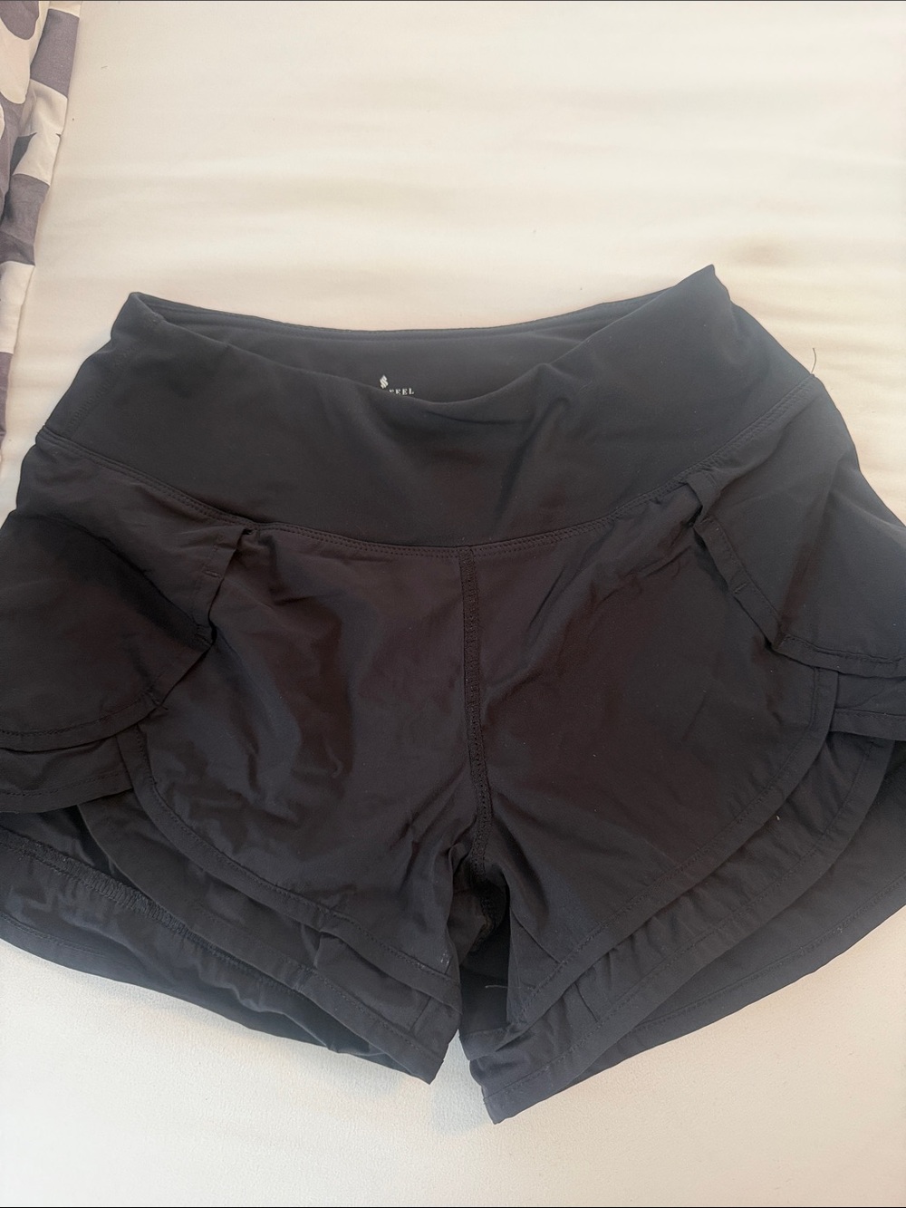 Women's Black Athletic Running Shorts with Side Pockets